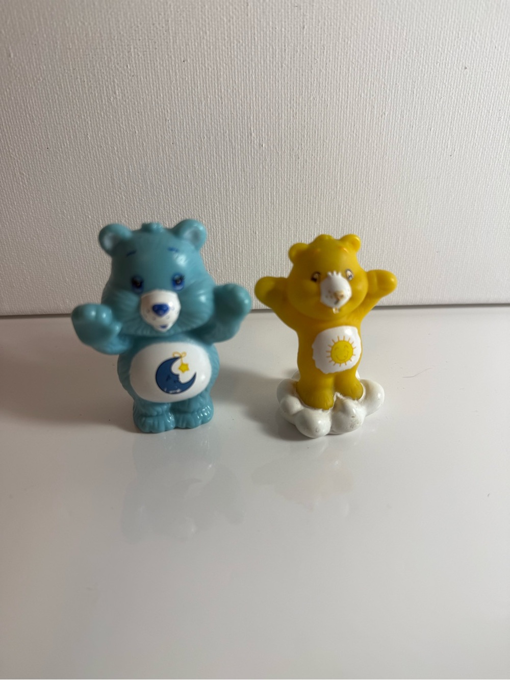Vintage 80s TCFC Care Bears Figurines Figure Waving Hole In Bottom Blue 2.5” Ea
